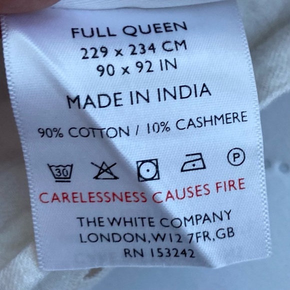 The White Company - Evesham Duvet & Shams Set - Full/Queen90 x92" Cloud Marl NWT - Picture 14 of 16